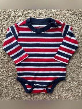 Circo Baby Long Sleeve Striped Bodysuit Red Navy White 6M